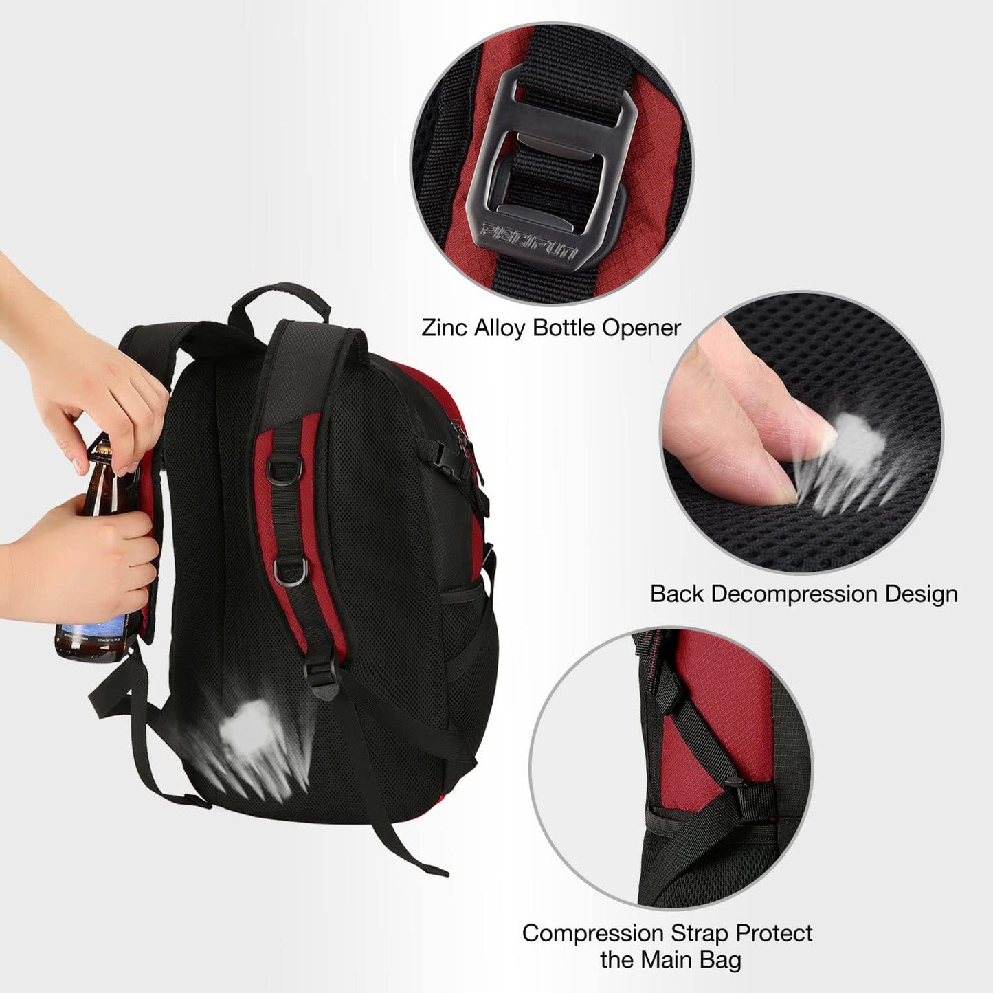 Insulated Cooler Backpack, Leakproof Lightweight Cooler Bag, Soft Backpack Cooler for Men and Women Bag Cooler for Lunch, Picnic, Fishing, Hiking, Camping,Park, Day Trip Black & Red